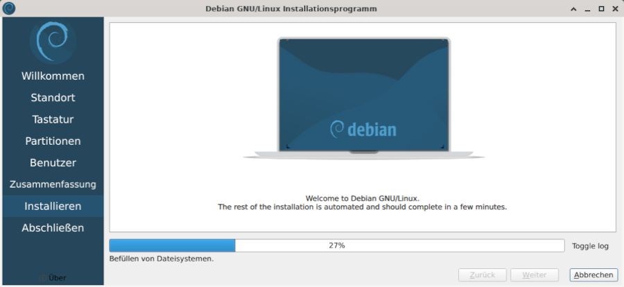 Das Calamares Installationsprogramm: Debian Systeminstallation