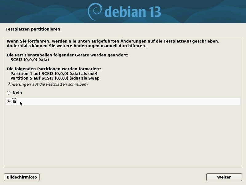 Installation: formatieren und installieren
