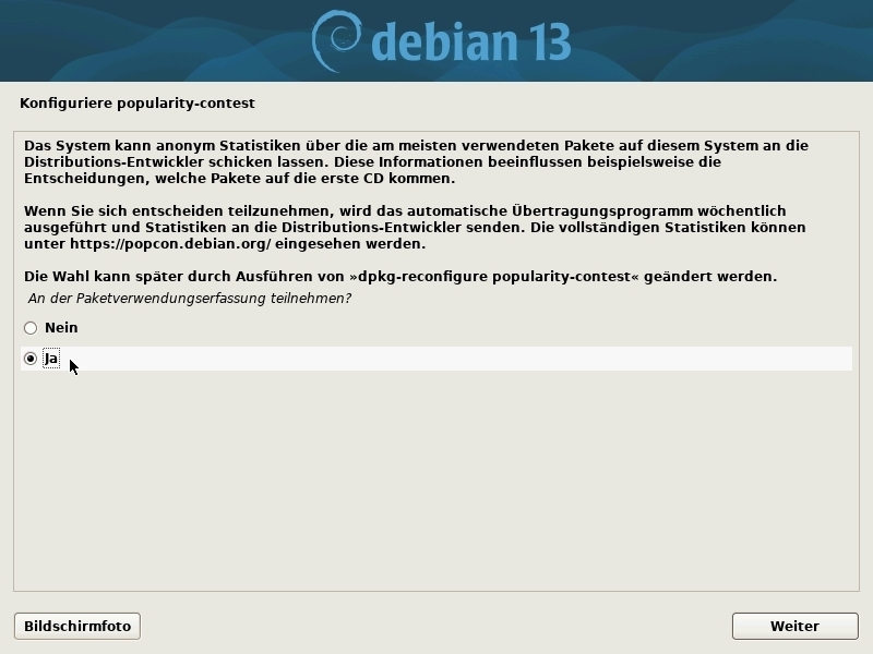 Installation: Debian-Statistik
