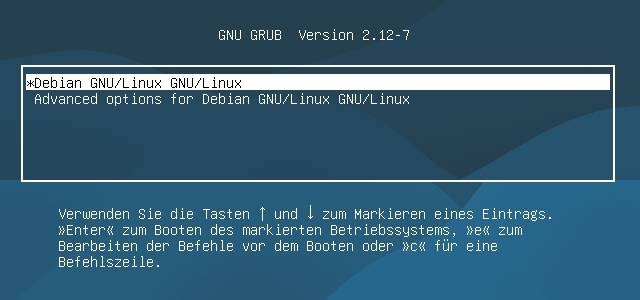 Installation: Neustart mit GRUB