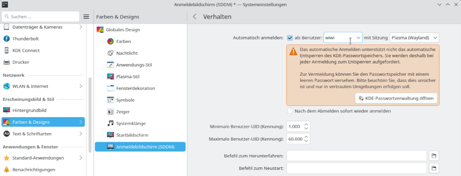SDDM: grafisches Konfigurationswerkzeug