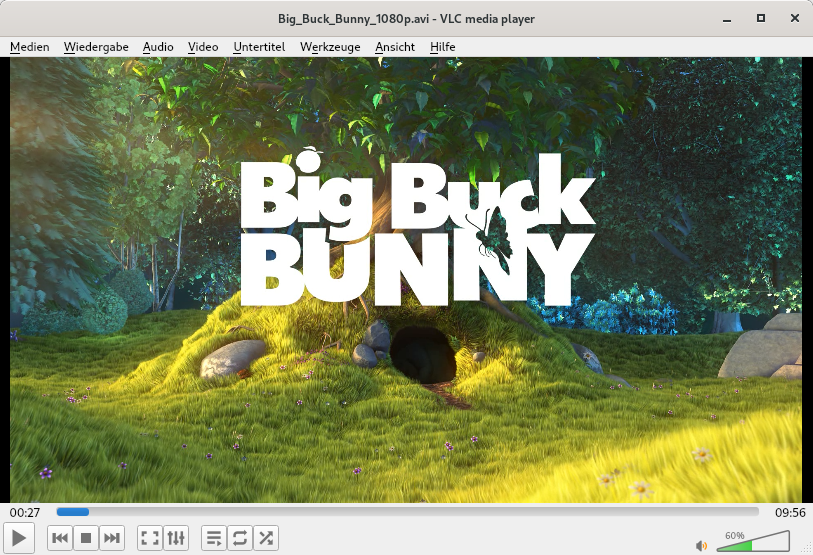 Der VLC Multimedia-Player in der Gnome-Shell