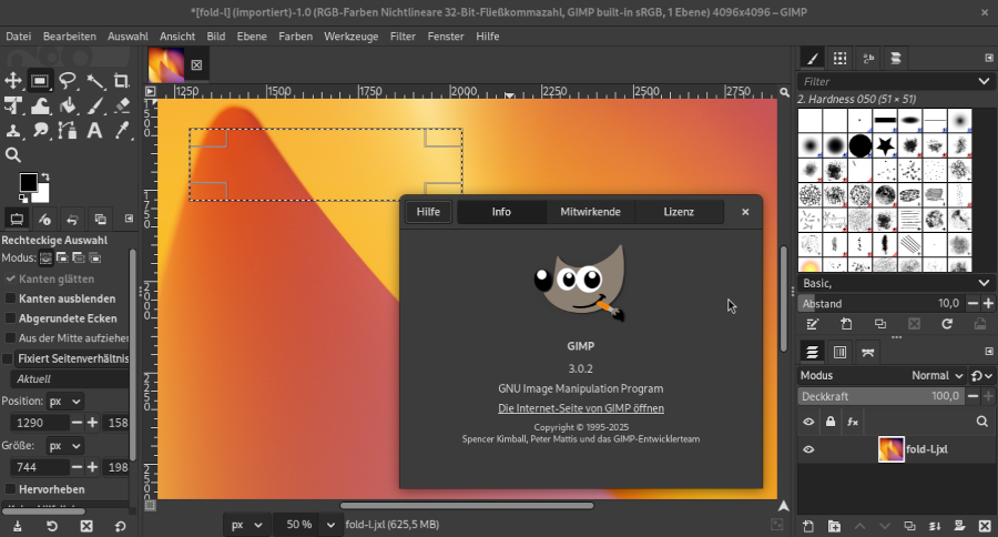Gimp in der Gnome-Shell