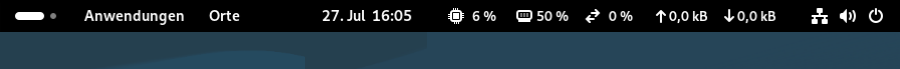 Gnome-Shell-Panel mit einigen Erweiterungen