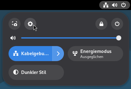 Gnome-Shell: Start der Einstellungen