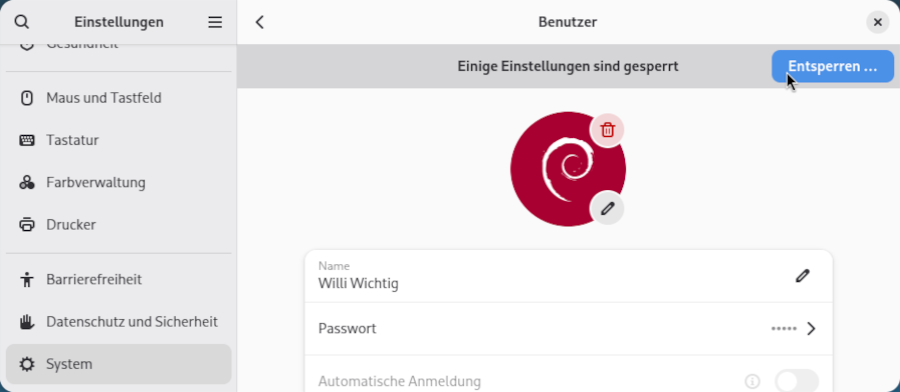 Benutzereinstellungen unter der Gnome-Shell