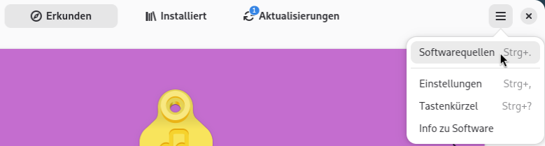 Software: Softwarearchivmenü