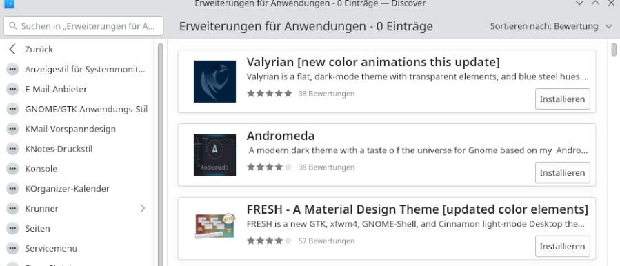Discover: Anwendungs-Add-ons