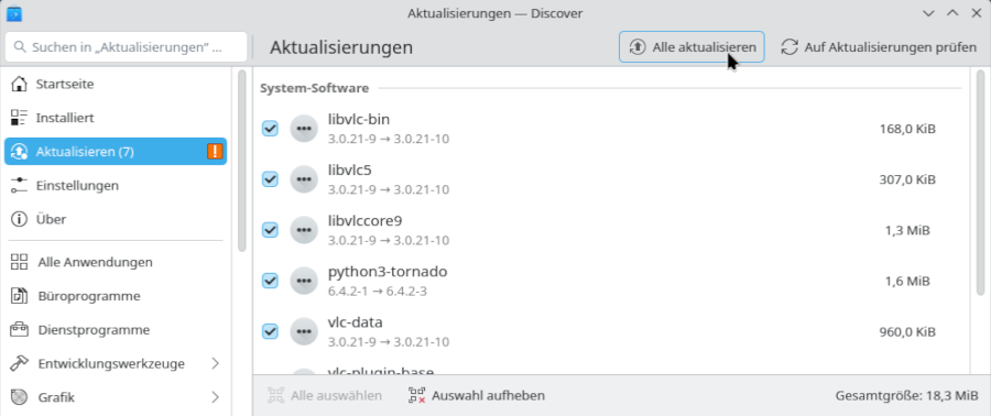 Discover: Start der Aktualisierung