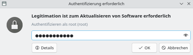Discover: Passwortabfrage für die Aktualisierung