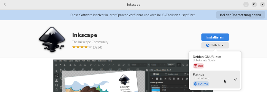 Installation einer Flatpak-Anwendung