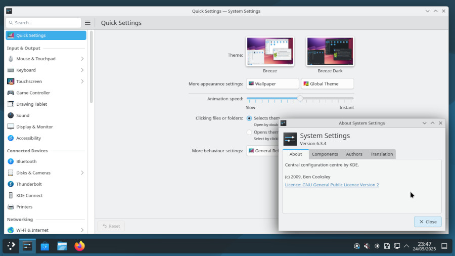 KDE System Settings on Debian