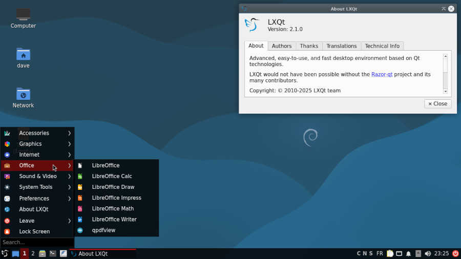 LXQt desktop on Debian