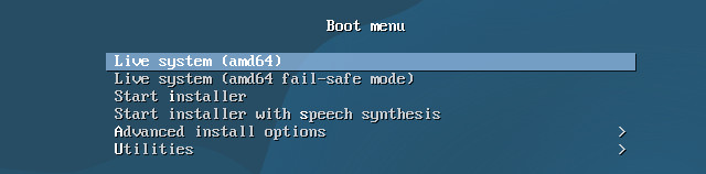 Launching Debian Live session