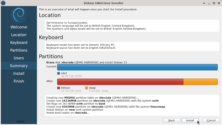 Calamares installer : overview before install