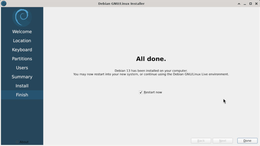 Calamares installer : installation complete