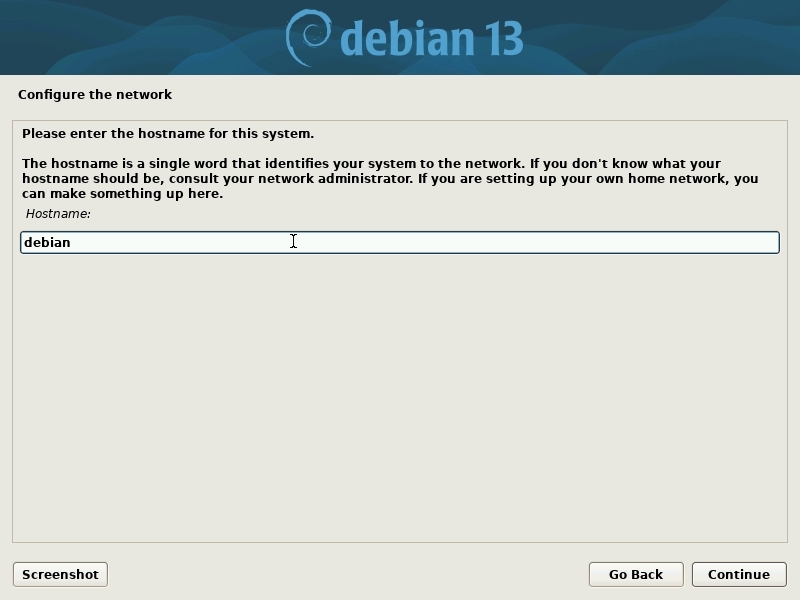 Installation: hostname