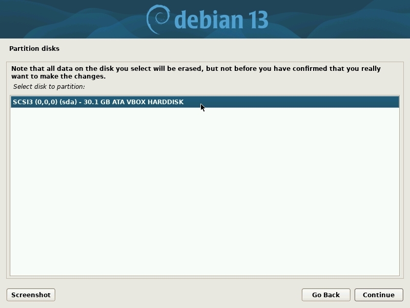 Installation: disk to partition