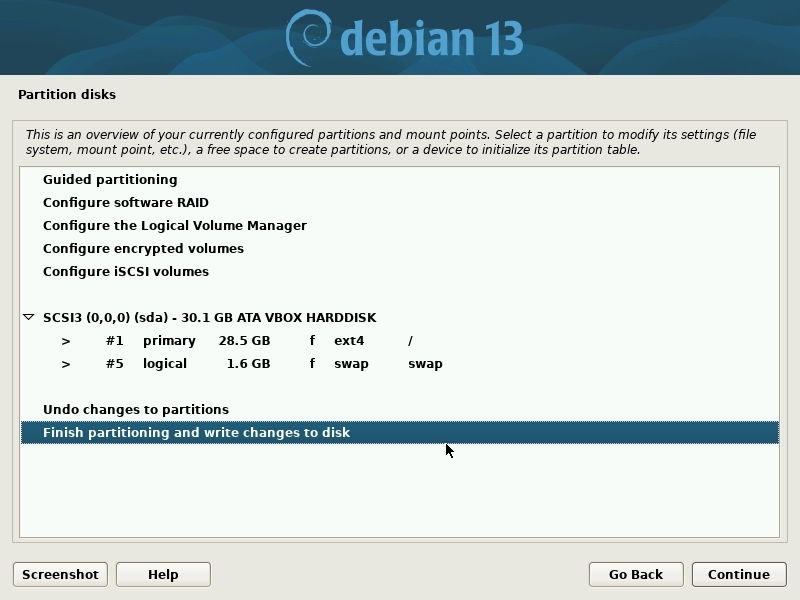 Installation: check partition