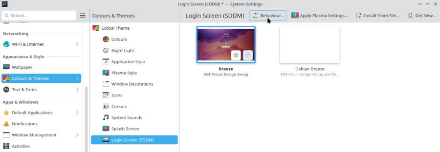 KDE: launching SDDM configuration