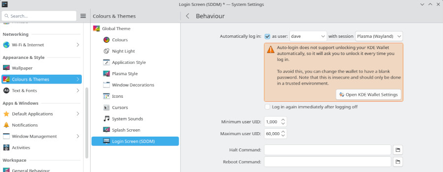SDDM: graphical configuration tool