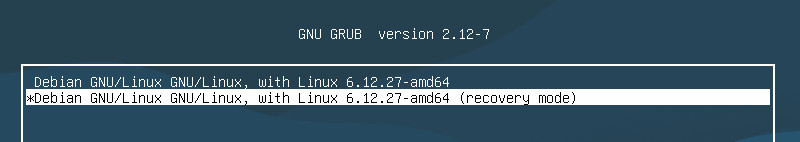 GRUB: recovery mode
