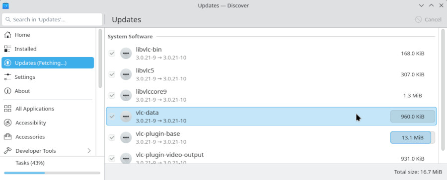 Discover: update progress