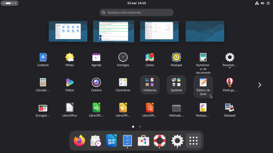 Menu plein-écran sur Gnome-Shell