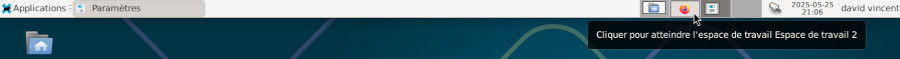 Xfce et 4 bureaux virtuels dans le tableau de bord
