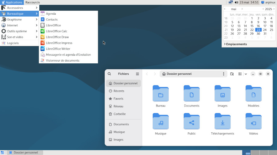 Le bureau Gnome Flashback sur Debian