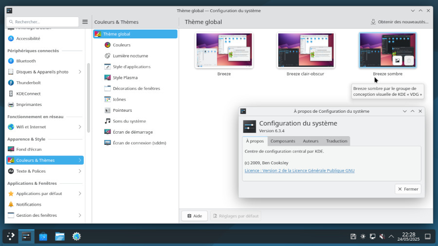 Le panneau de configuration KDE sur Debian