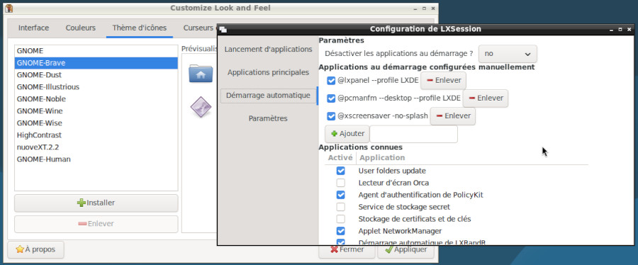 Configuration de l’interface et de la session LXDE