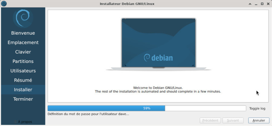 Installateur Calamares : installation du système Debian