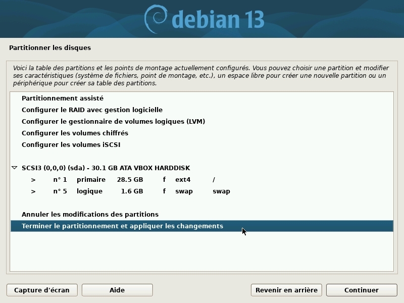 Installation : vérifier le partitionnement proposé