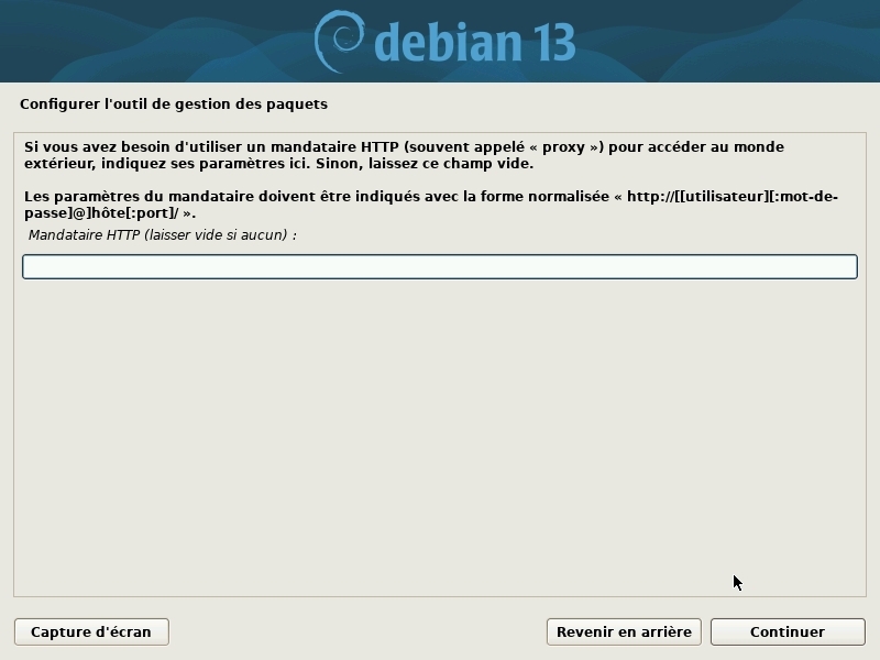 Installation : configuration du proxy
