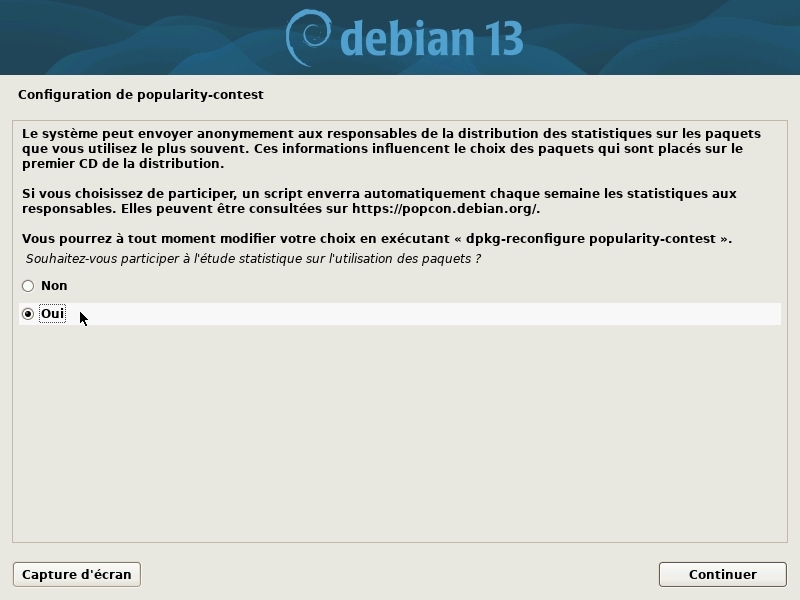Installation : statistiques Debian