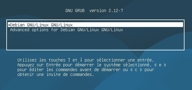 Redémarrage sur le sélecteur GRUB