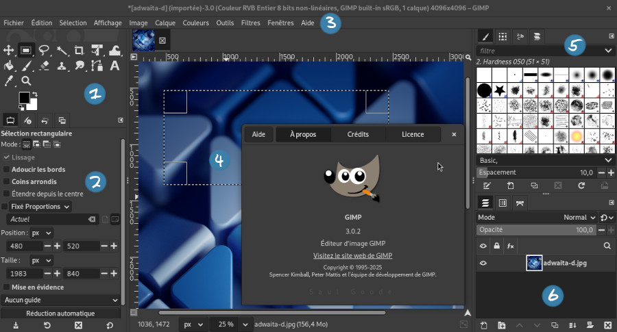 Gimp sur le bureau Gnome-Shell