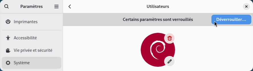 Paramètres des utilisateurs sous Gnome-Shell