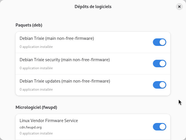 Logiciels : modification des dépôts