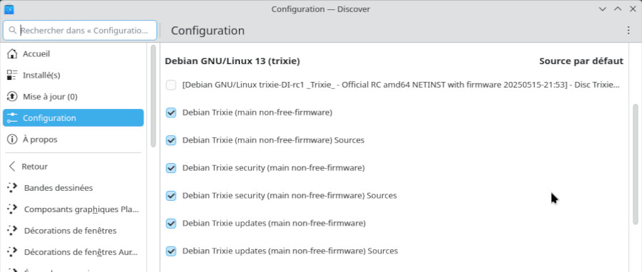 Discover : modification des sources